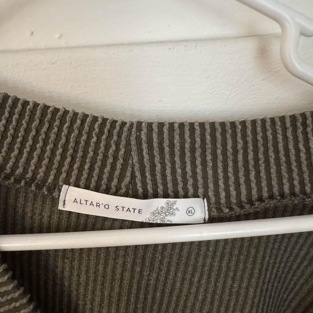 Altar'd State Ribbed Olive Crew Neck Sweater
